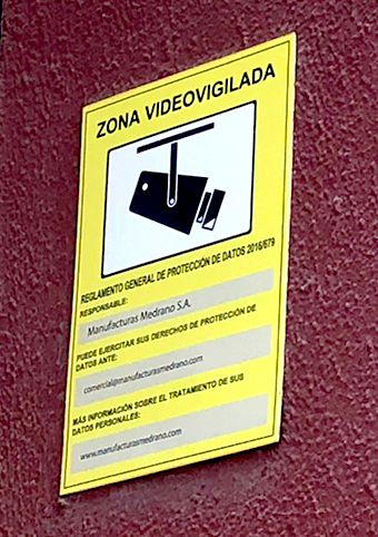 placa señal ZONA VIDEOVIGILADA SAR233 